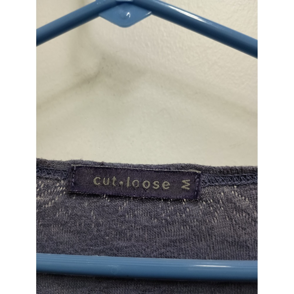 Cut Loose Tunic Top Womens Medium Blue Lagenlook Textured Long Sleeve - Picture 3 of 8